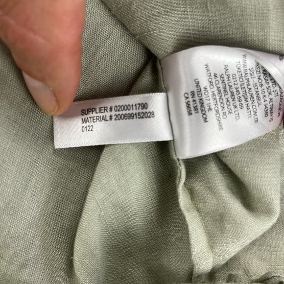 Lauren Ralph Lauren Linen Blouse Top M Short Sleeve Tan Beige Cuffable Lagenlook - Picture 8 of 11